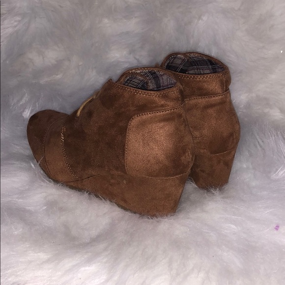 Tan Suede Wedge Booties - Picture 2 of 3